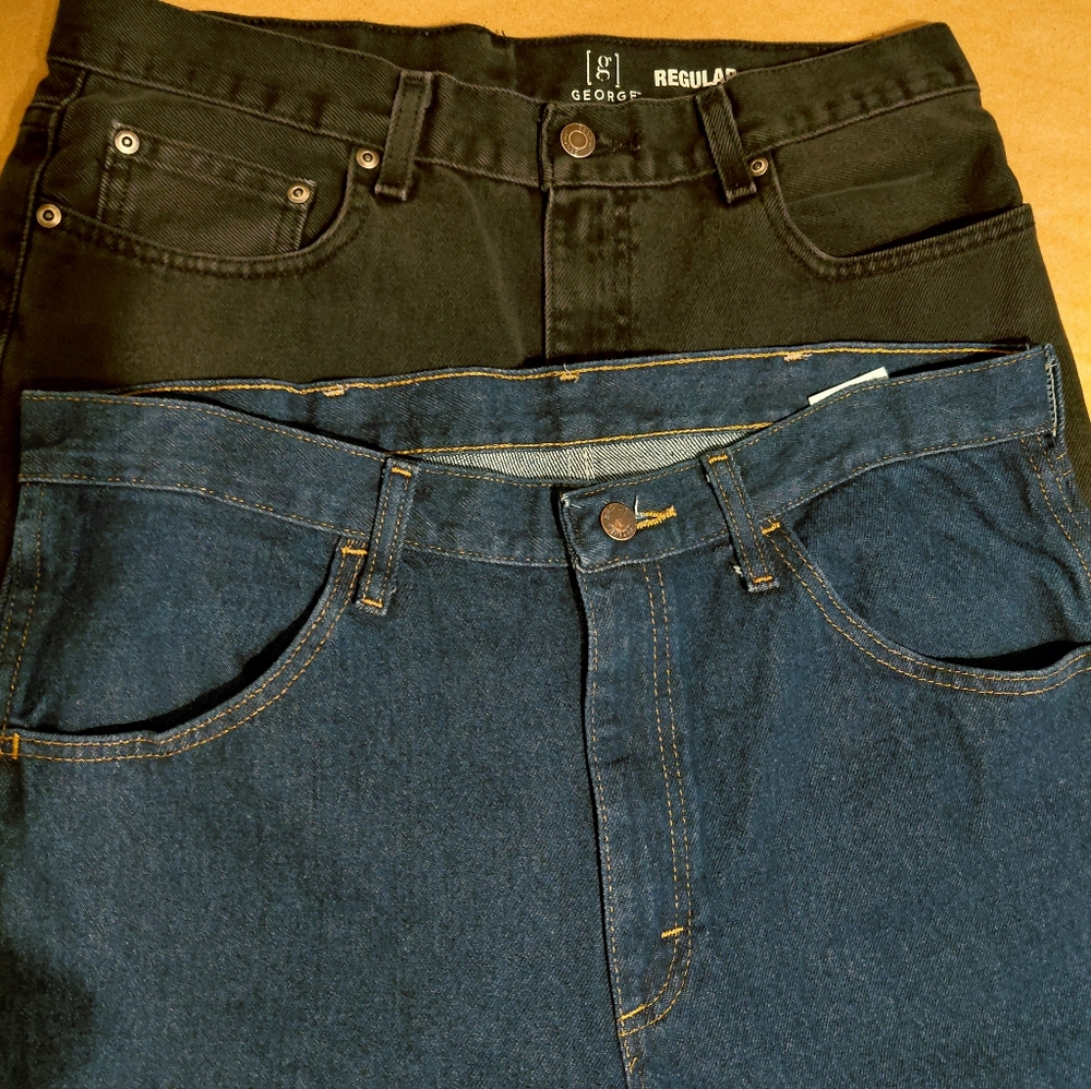 2 Jeans Mens Set Of George Black Jeans & Rustler Jeans Both 34x29 Never Worn - Picture 2 of 5